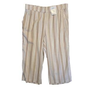Croft & Barrow Capri Womens Plus Size XXL Wide Leg Striped Cotton Blend Beach